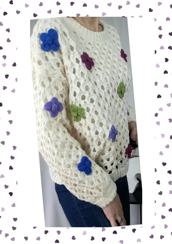 Suéter con flores de ganchillo - Talla única - Nuevo con etiqueta – photo 4